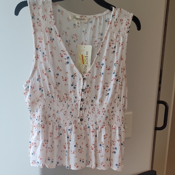 Rewind Pink Smocked Sleeveless Blouse - Picture 1 of 2